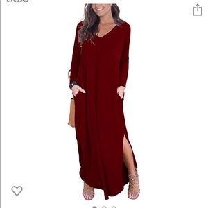 burgundy long sleeve maxi dress NWT